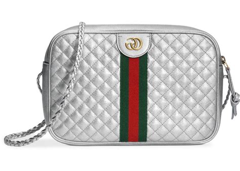 gucci laminated silver shoulder bag